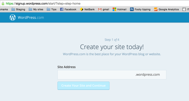 Step 1 WordPress.com 